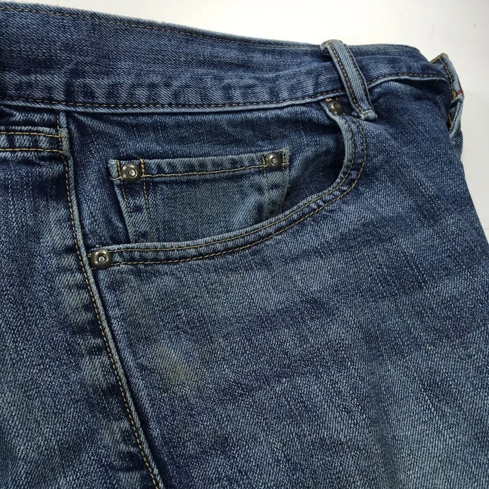 Banana Republic Mens Straight Blue Jeans sz 35x30 Denim Destroyed‎ Cuffs